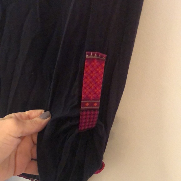 Ezra pajama top or lounge wear, soft fabric, red patterned trim, small - Picture 3 of 5